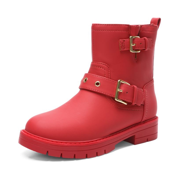 Girls Water-Resistant Zipper Ankle Boots - RED -  0
